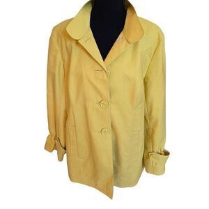 Talbots Womens Fully Lined Button Front Mac Coat Jacket Yellow 14W